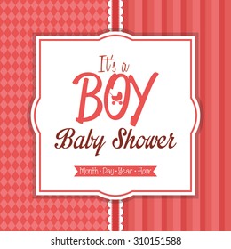 Colored label on a textured background for baby showers. Vector illustration