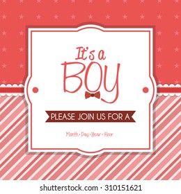 Colored label on a textured background for baby showers. Vector illustration