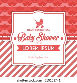 Colored label on a textured background for baby showers. Vector illustration