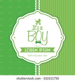 Colored label on a textured background for baby showers. Vector illustration