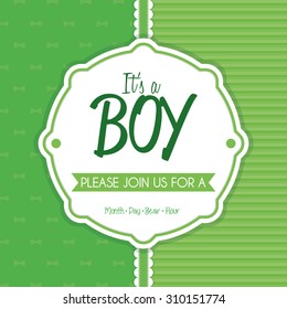 Colored label on a textured background for baby showers. Vector illustration