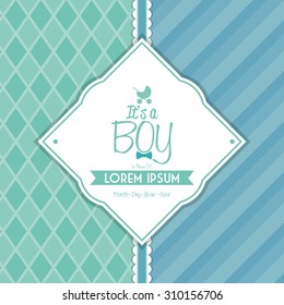 Colored label on a textured background for baby showers. Vector illustration