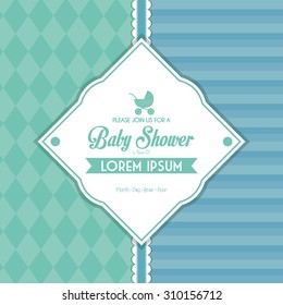 Colored label on a textured background for baby showers. Vector illustration