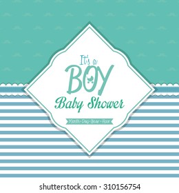 Colored label on a textured background for baby showers. Vector illustration