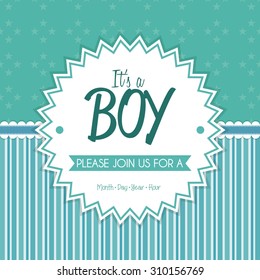 Colored label on a textured background for baby showers. Vector illustration