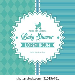 Colored label on a textured background for baby showers. Vector illustration
