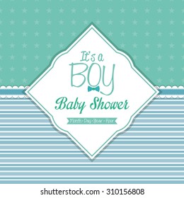 Colored label on a textured background for baby showers. Vector illustration