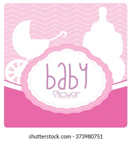Colored label on a textured background with elements for baby showers