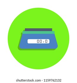 colored laboratory scales in green badge icon. Element of science and laboratory for mobile concept and web apps. Detailed laboratory scales icon