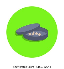 colored laboratory specimens in capsule in green badge icon. Element of science and laboratory for mobile concept and web apps. Detailed laboratory specimens in capsule icon
