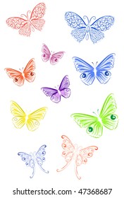colored lace butterfly