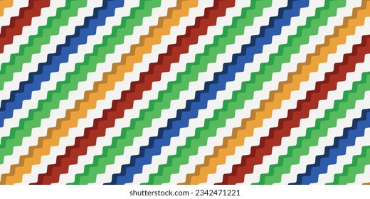 Colored ladder of zigzag stripes. Diagonal striped pattern. For print and interior, wallpaper and textiles.