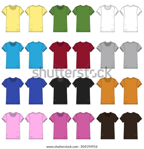 Colored Ladies Short Sleeved Tshirts Stock Vector (Royalty Free) 304194956