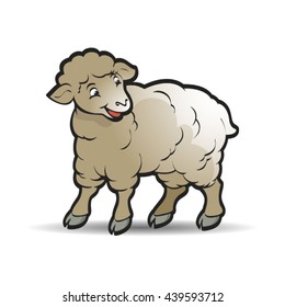 colored lamb turn back-vector drawing