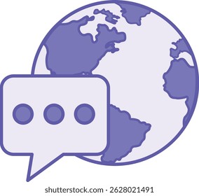 Colored Language Icon. Vector Illustration. Speech Bubble And Globe. Human Communication. Speaking Concept