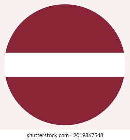 Bandera de Letonia de colores. Ilustración vectorial de la bandera circular de Letonia