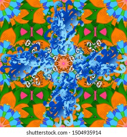 Colored layout on blue, orange and green colors. Modern vector template for brochure leaflet flyer cover catalog magazine or annual report. Business, science and technology design book layout.