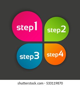 Colored leaf clover with four steps, vector symbol for your infographic and documents