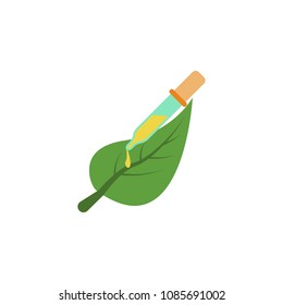 colored leaf of plant and test tube icon. Element of science and laboratory for mobile concept and web apps. Detailed leaf of plant and test tube icon can be used for web on white background