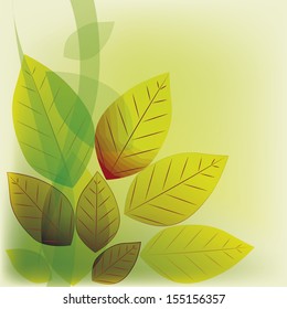 a lot of colored leafs in fall in a colored background
