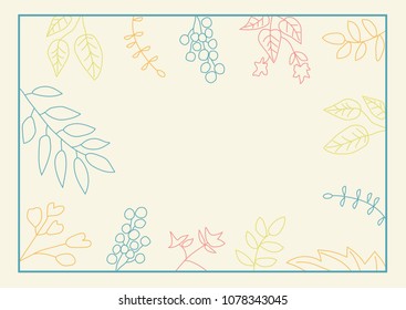  Colored Leaves Frame. Vector illustration.