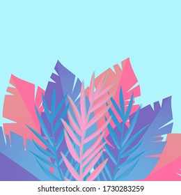 
Colored leaves on a blue background