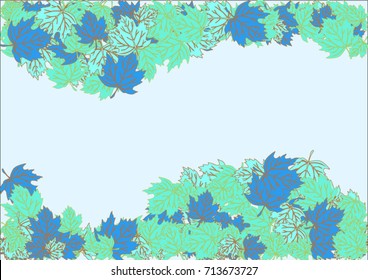 Colored leaves on a blue background