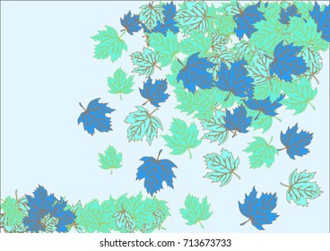 Colored leaves on a blue background