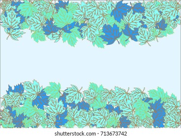 Colored leaves on a blue background