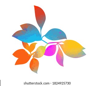 Colored leaves on a tree branch. Vector illustration