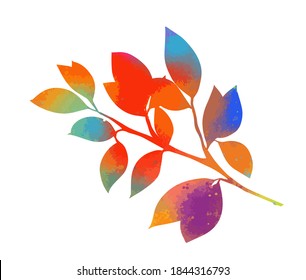 Colored leaves on a tree branch. Vector illustration
