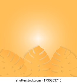 Colored leaves on a yellow background