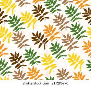 Colored leaves Rowan seamless vector pattern.