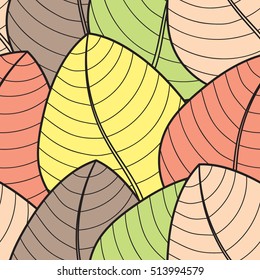 Colored leaves seamless pattern