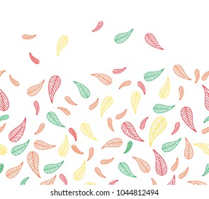 Colored leaves silhouettes in a white background