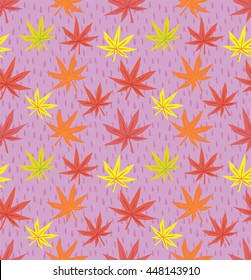 Colored leaves vector seamless pattern