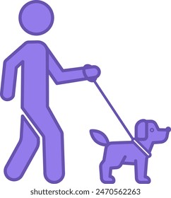 Colored Leisure Icon. Vector Icon. A Man Walks a Dog on a Leash. Household duties. Lifestyle Concept