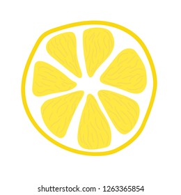 Colored Lemon Slice Using Art Doodle Style
