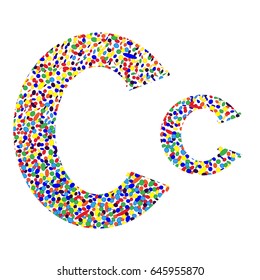 colored letter C made out of abstract pattern