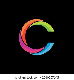 colored letter c twist style logo design on black background