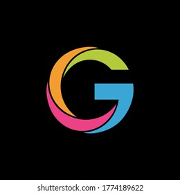 colored letter g twist style logo design on black background