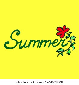 colored lettering summer text vector set collection with red flower