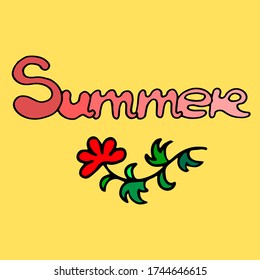letras coloreadas de verano colección vectorial de conjunto de texto con flor
