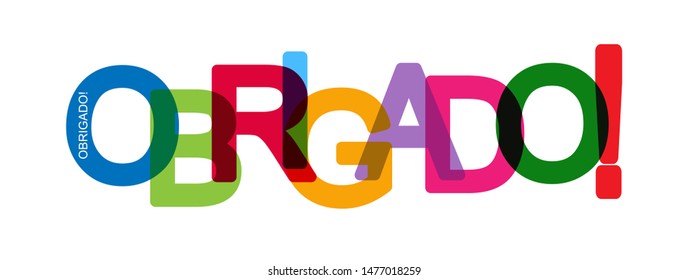 Colored lettering THANK you! for design and decoration, Portuguese language