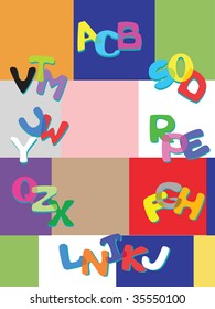 Colored letters against the colored background