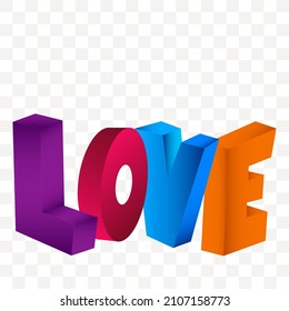 Colored letters LOVE. 3d rendering illustration.