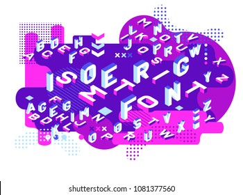 Colored letters Memphis style. Isometric letters set. Creative trend letters in isometric form. ector illustration 10 eps.