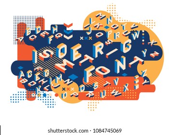 Colored letters Memphis style. Isometric letters set. Creative trend letters in isometric form. ector illustration 10 eps.