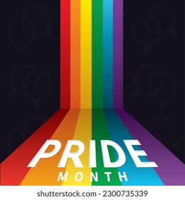 Colored lgbt rainbow with text Pride month Vector