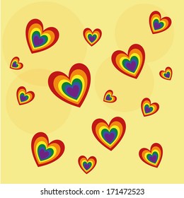 a lot of colored lgbt in a yellow background